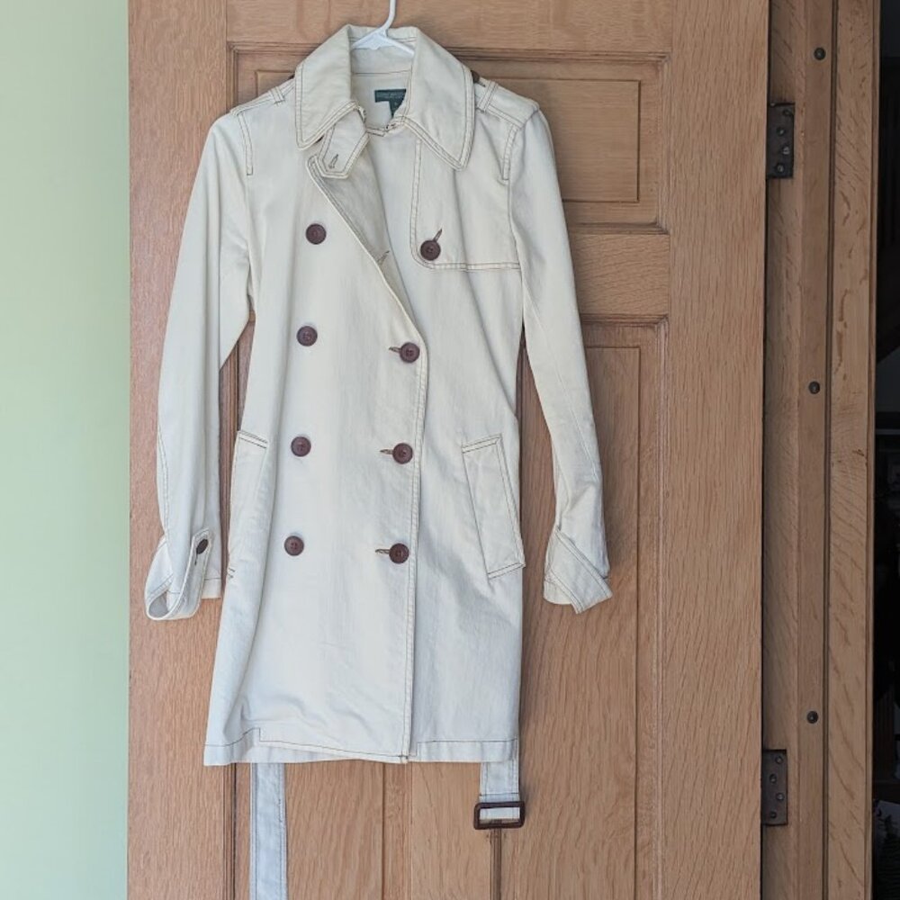 Denim Trench Coat (Ecru/Cream): Ralph Lauren Jeans Company